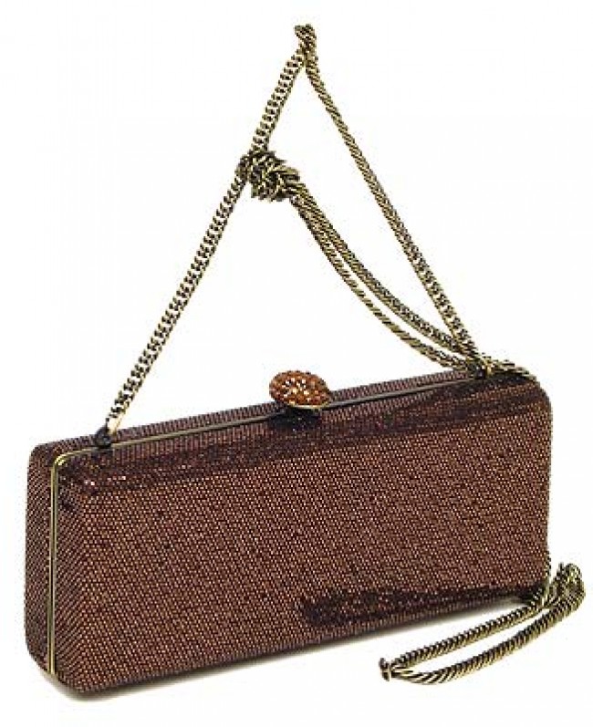 Evening Bag - Glittery - Swarovski Accent Closure Knob - Bronze - BG-HP01447BZ Evening Bag - Glittery - Swarovski Accent Closure Knob - Bronze - BG-HP01447BZ